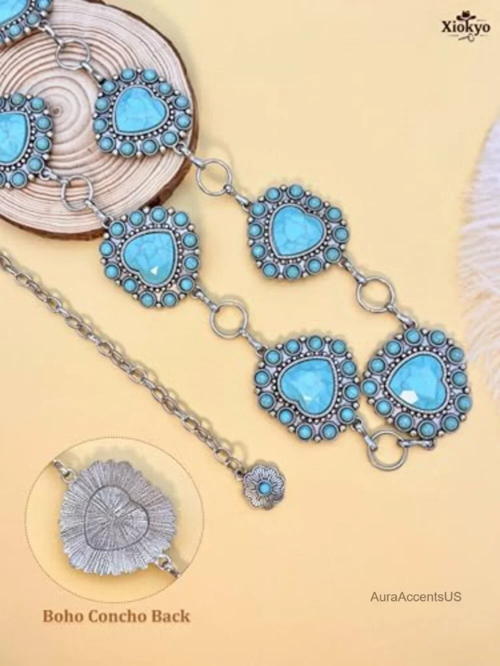 Western Chain Belt with Turquoise Conchos - Cowgirl Style